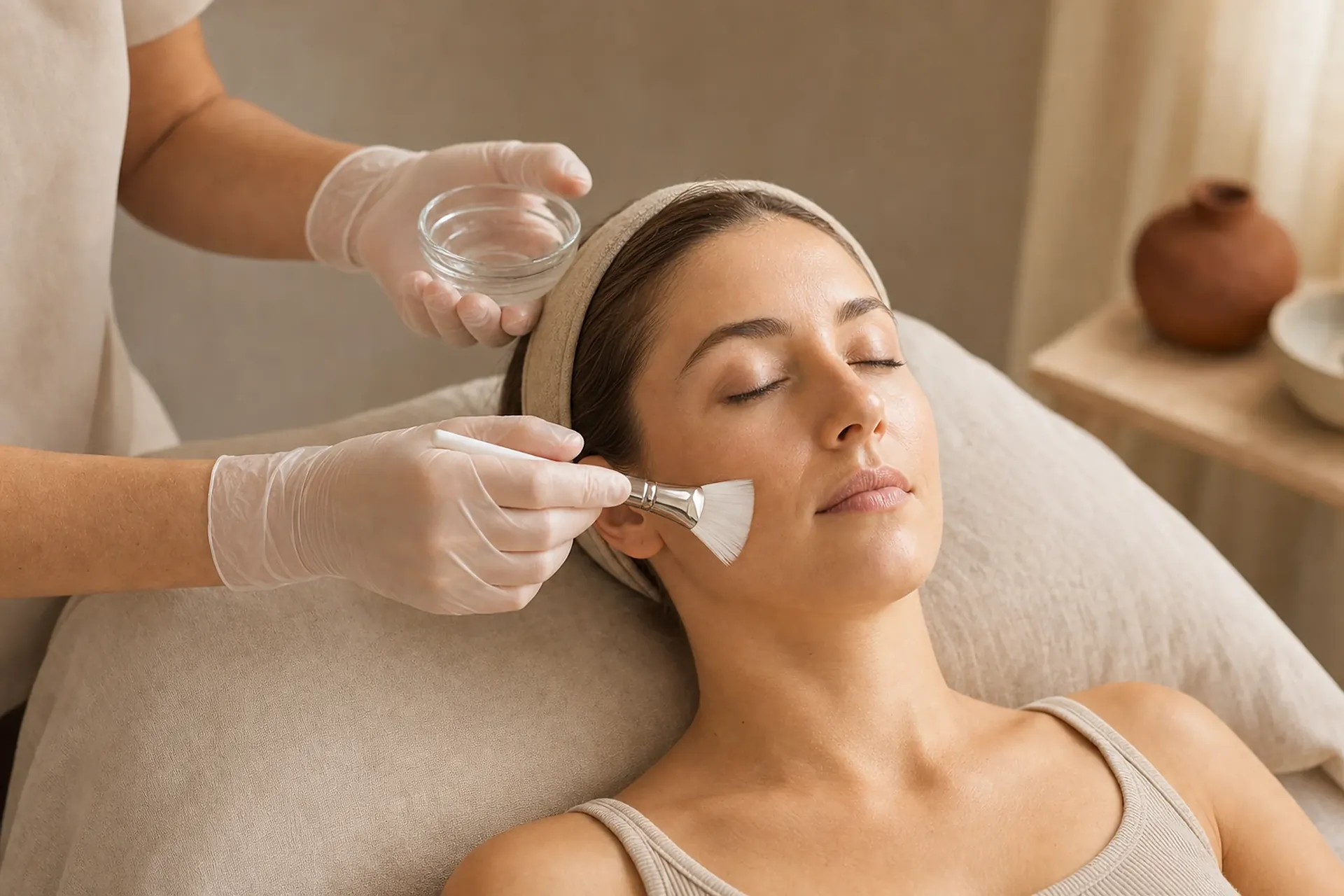 A chemical peel being applied at HQ Aesthetics in Melville, Perth