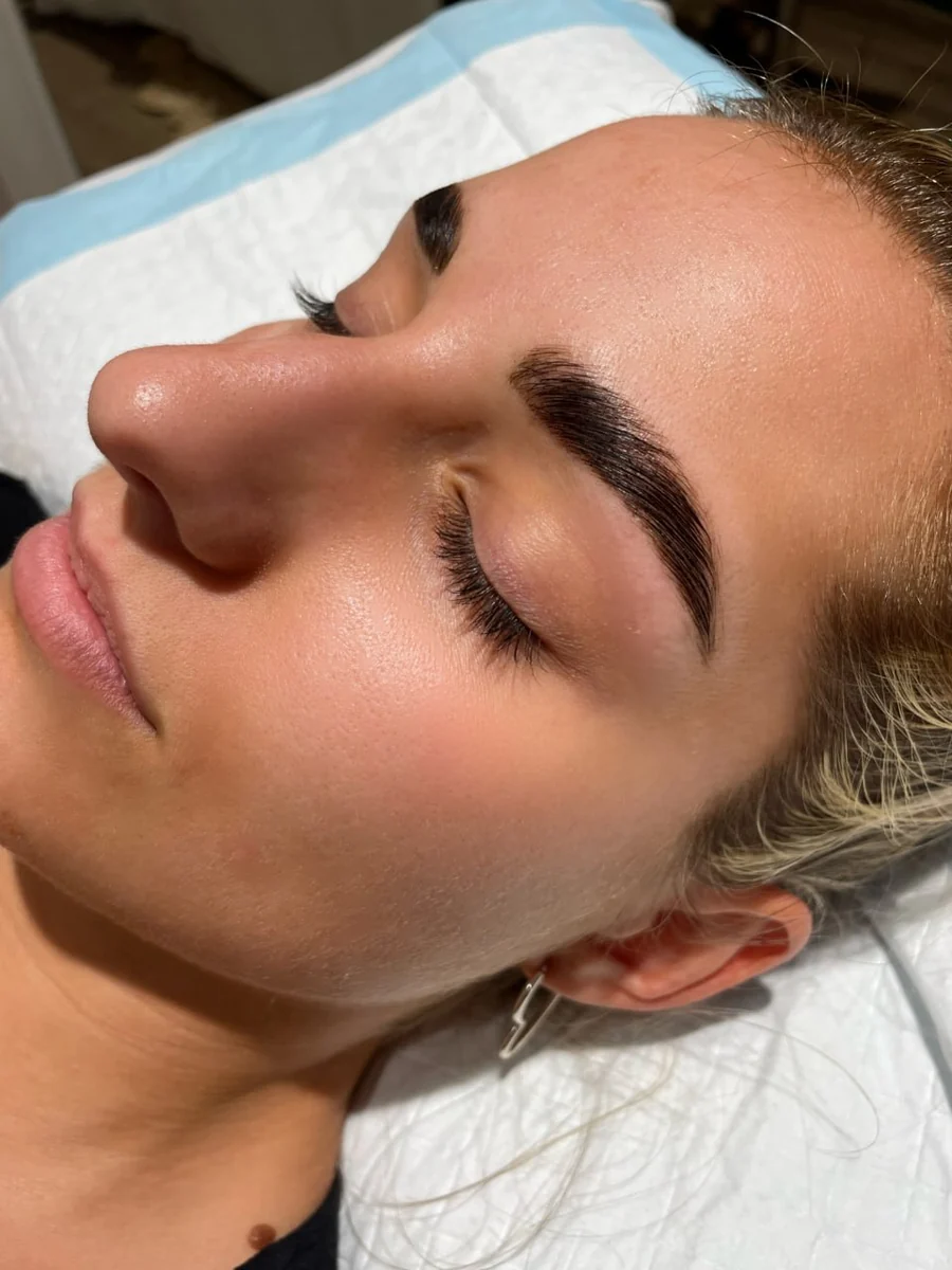 A client's laminated and tinted brow after brow lamination at HQ Aesthetics in Melville, Perth