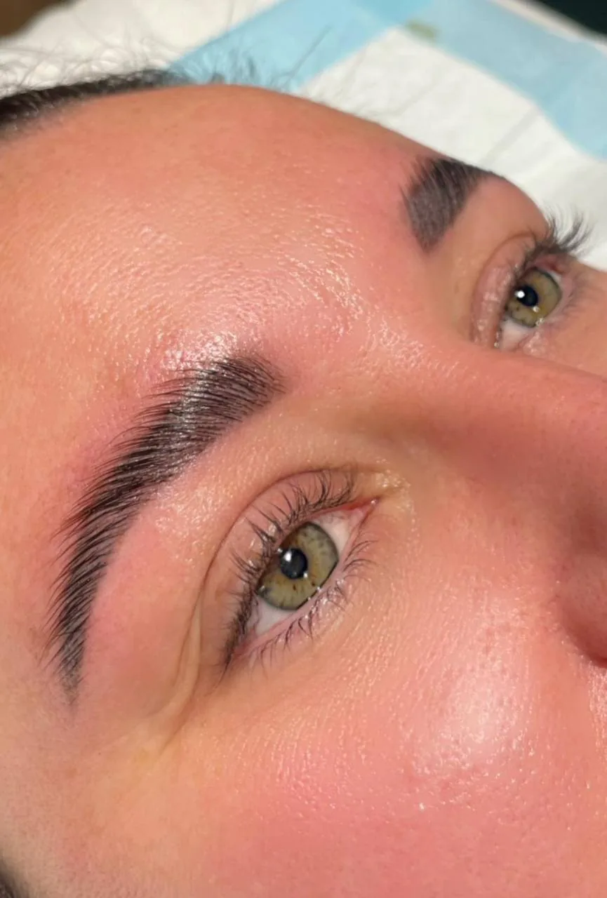 A client's laminated and tinted brows, brushed up and set, at HQ Aesthetics in Melville, Perth