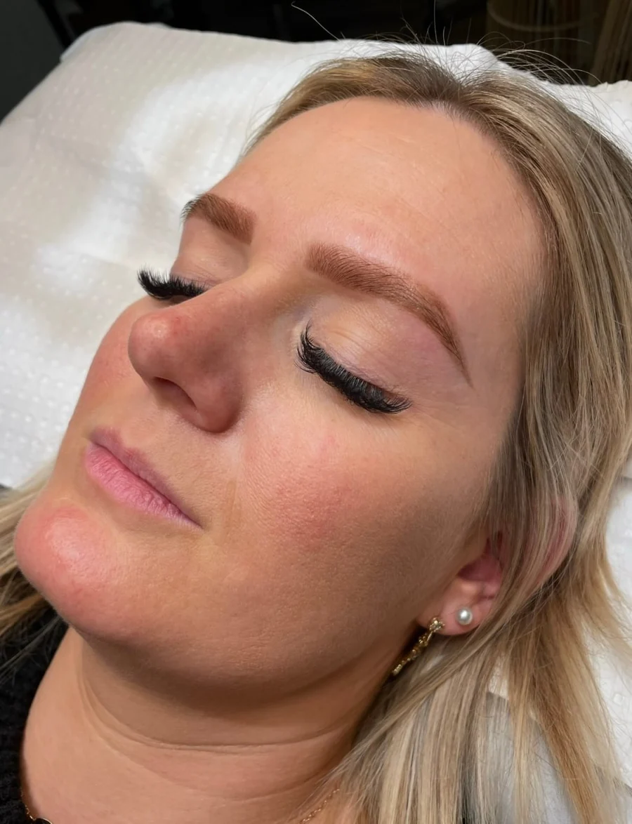A client's shaped and tinted brows after a brow wax and tint at HQ Aesthetics in Melville, Perth