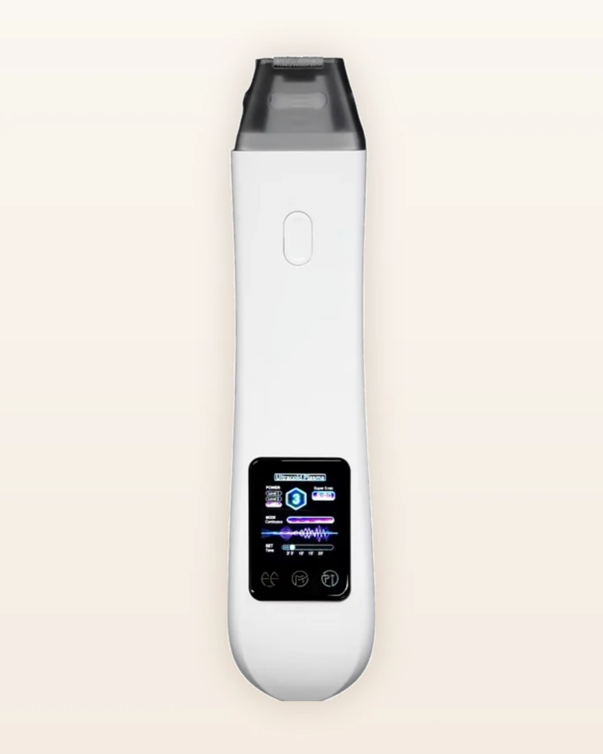 The T33 Ultra Cold Jet handpiece, showing its treatment screen and ceramic rod tip